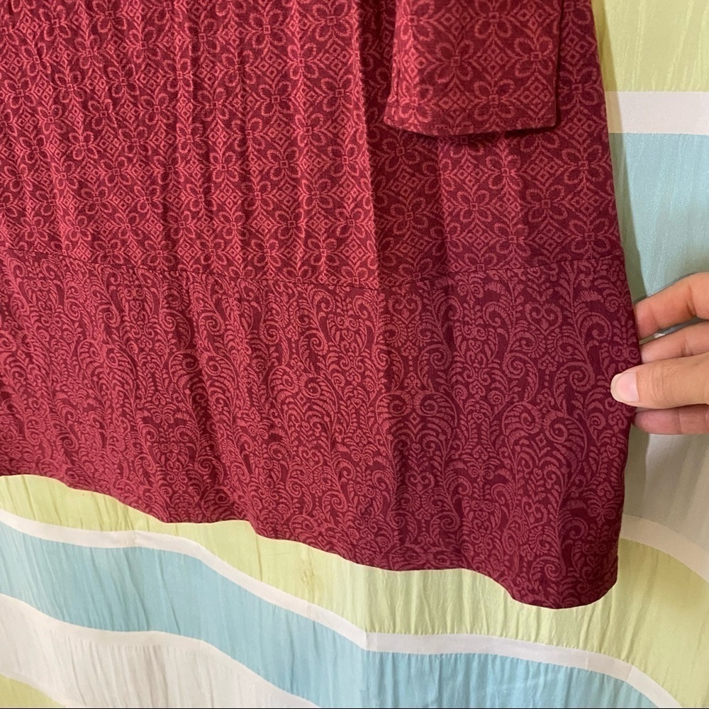 Athleta V Neck Long Sleeve Dress Burgundy Sz Small - Picture 3 of 9